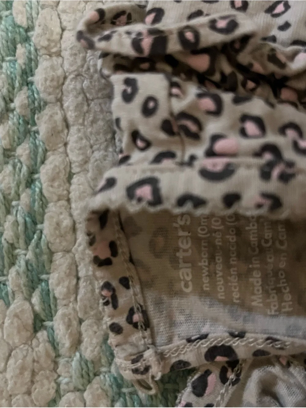 Carter's Pink Cat Shorts with White Leopard Print Ruffle Top